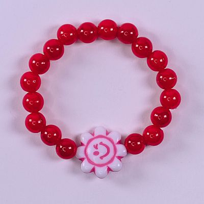 Детска гривна - усмивка слънце и червени перли PICTURE OF ITEM 2347