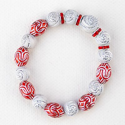 Детска гривна - бели топчета и червени овали PICTURE OF ITEM 3172